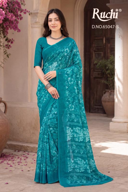 Ruchi saffron chiffon 276 embroidery saree wholesale
